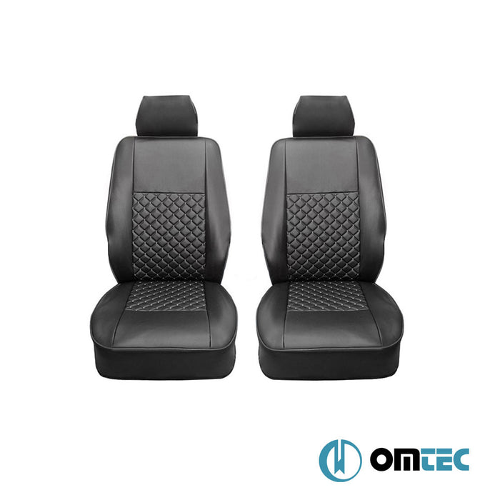 Seat Cover (Diamond-Leather-Black-Black) 1 Seat - Ford Tourneo Custom - VAN V362 - (2013 - 2023)