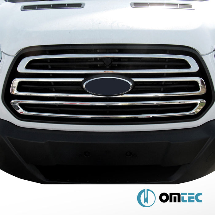 Grille de calandre - Baguettes chromées en inox (Brillant) - 3 pièces - Ford Transit - VAN MK7 PRE-FL - (2014 - 2020)