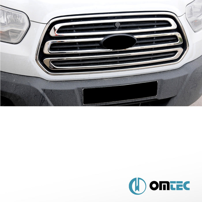 Grille de calandre+Cadre 5 Pcs.Inox (Brillant) - Ford Transit - VAN MK7 PRE-FL - (2014 - 2020)