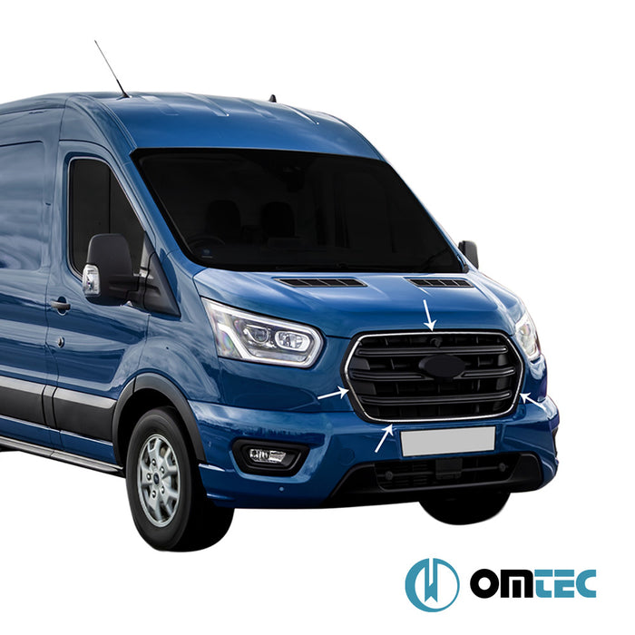 Ön Panjur Çerçevesi 4 Prç. P.Çelik (Parlak) - Ford Transit - VAN MK7 FL - (2020 - )