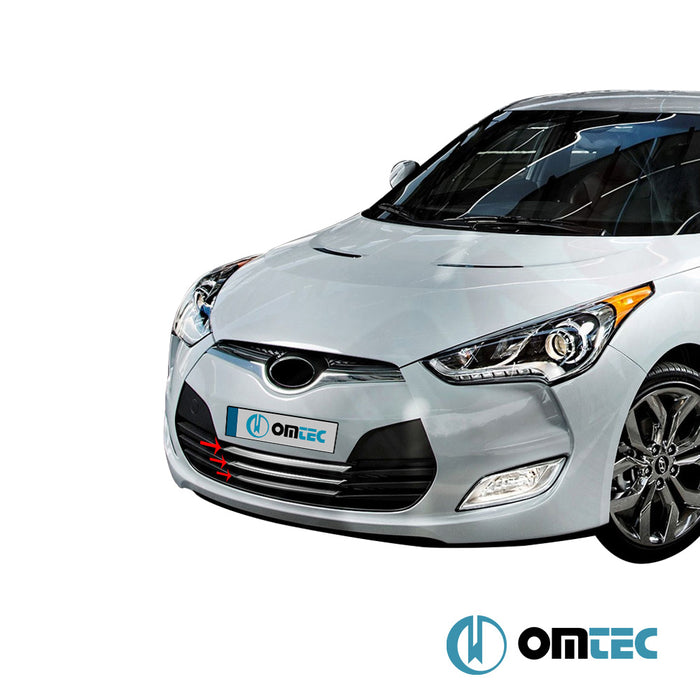 Grille de calandre - Baguettes chromées en inox (Brillant) - 3 pièces - Hyundai Veloster - CP FS - (2011 - 2018)