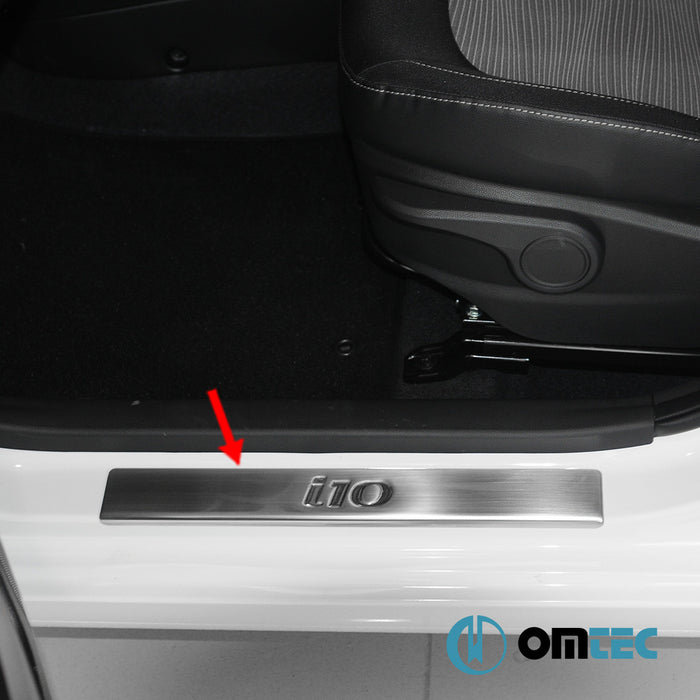 Line Door Sill Cover 4 Pcs. S.Steel (Gloss) - Hyundai İ10 - HB 5D PA FL - (2011 - 2013)