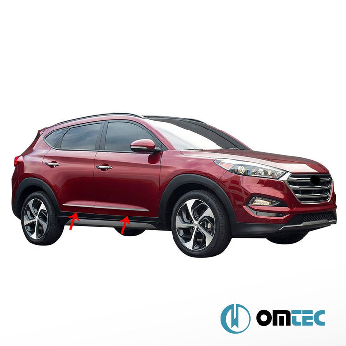 Portes Latérales - Baguettes chromées en inox (Brossé) 4 Pcs. - Hyundai Tucson - SUV TL - (2015 - 2020)