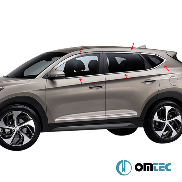 Cam Çerçevesi 14 Prç. P.Çelik (Siyah) - Hyundai Tucson - SUV TL - (2015 - 2020)