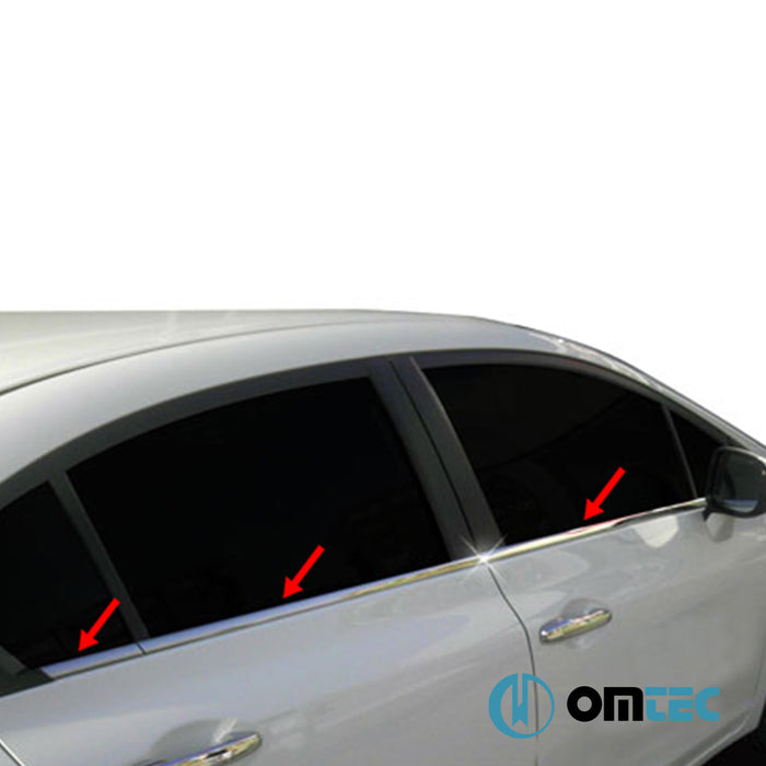 Contours de vitre latèrale - Baguettes chromées en inox (Brillant) - 6 pièces - Honda Civic - SD IX - (2012 - 2016)