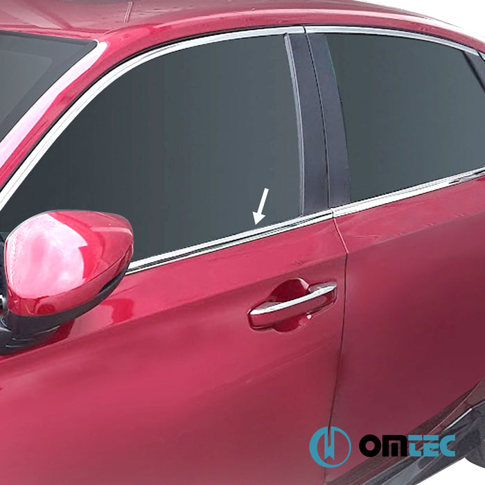Contours de vitre latèrale - Baguettes chromées en inox (Brillant) - 6 pièces - Honda Civic - SD FE1/2 - (2022 - )