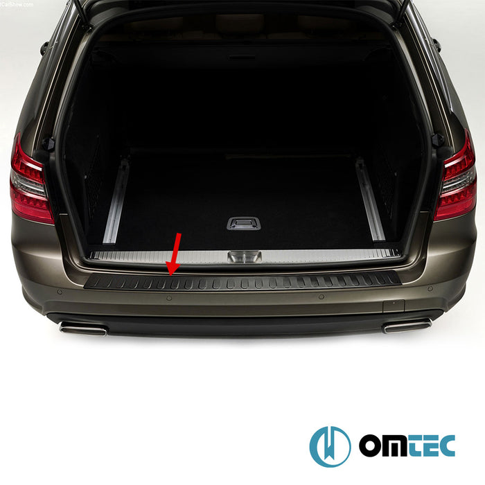 Rear Bumper Sill Cover S.Steel (Black-Brushed) - Mercedes-Benz E-Class - SW S212 PRE-FL - (2010 - 2013)