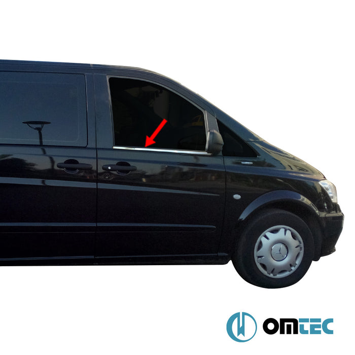 Contours de vitre latèrale - Baguettes chromées en inox (Brillant) - 2 pièces - Mercedes-Benz Viano - VAN W639 - (2003 - 2014)