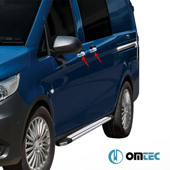 Poignée de porte - Caches chromés en inox (Brillant) 4 Portes 8 Pcs. (H1) - Mercedes-Benz Vito - VAN W447 - (2014 - )