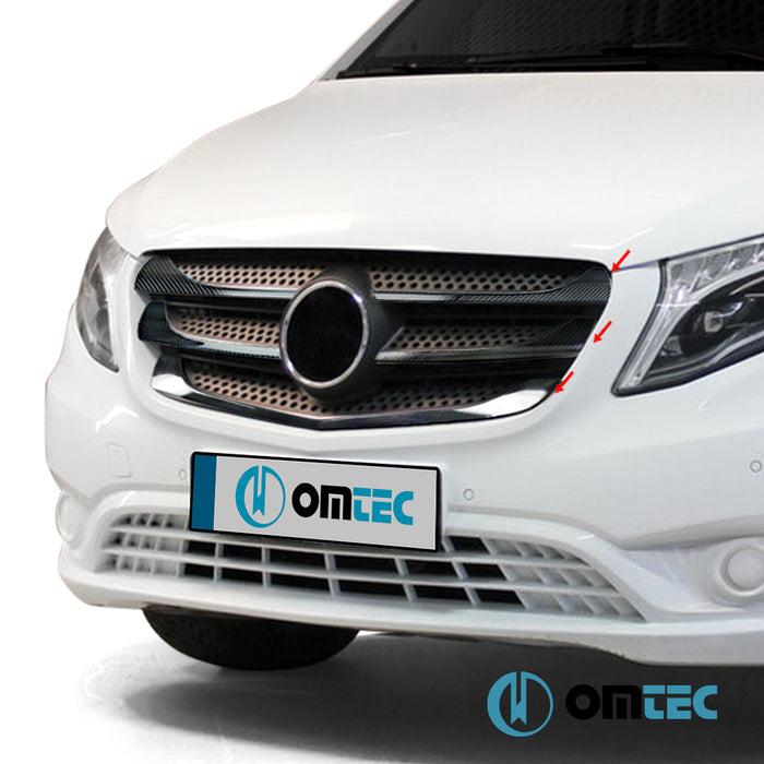 Grille de calandre - Baguettes en fibre de Carbone - 5 pièces - Mercedes-Benz Vito - VAN W447 PRE-FL - (2014 - 2019)