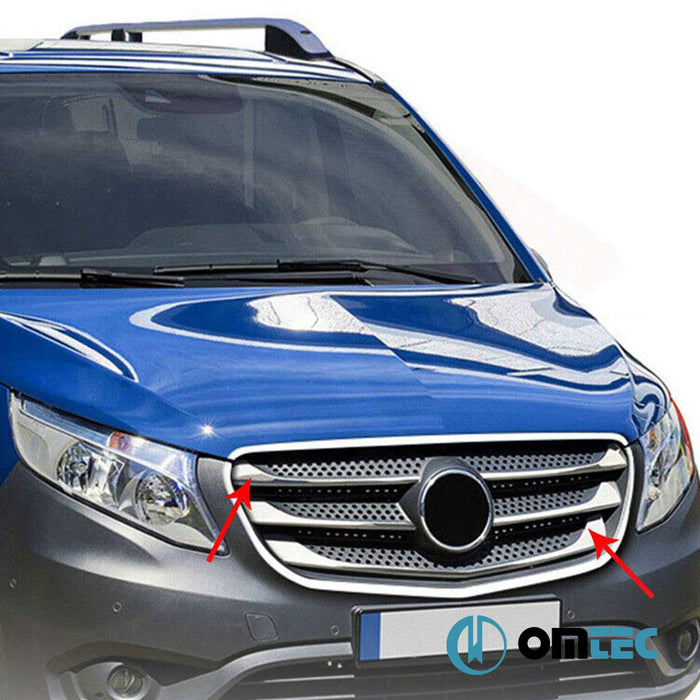 Front Grill+Frame Set 7 Pcs. S.Steel (Gloss) - Mercedes-Benz Vito - VAN W447 PRE-FL - (2014 - 2019)