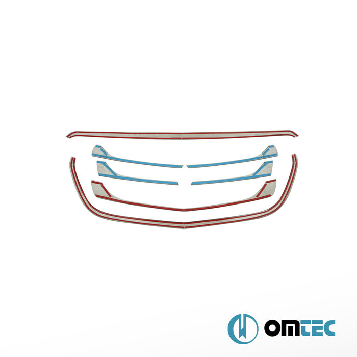 Front Grill+Frame Set 7 Pcs. S.Steel (Gloss) - Mercedes-Benz Vito - VAN W447 PRE-FL - (2014 - 2019)