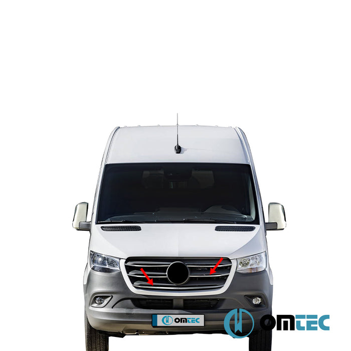 Grille de calandre - Baguettes chromées en inox (Brillant) - 5 pièces (Etroit) - Mercedes-Benz Sprinter - VAN W907 - (2018 - )