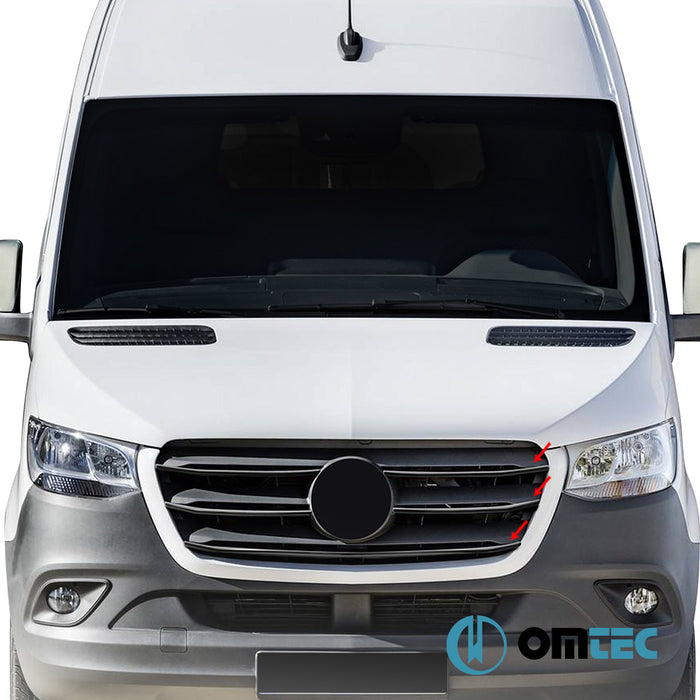 Front Grill 5 Pcs. S.Steel (Black Chrome) (Narrow) - Mercedes-Benz Sprinter - VAN W907 - (2018 - )