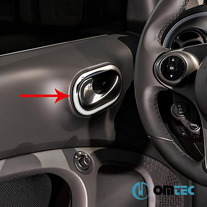 Poignée intérieur de porte - Contours chromé en inox (Brillant) - 4 pièces - Mercedes-Benz Smart Fortwo - HB 3D W453 - (2014 - )