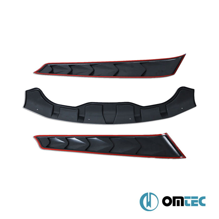 Déflecteur de Capot - ABS (Noir) (Dragon Pack) 3 Pcs. - Nissan Navara - PK D40 - (2005 - 2015)