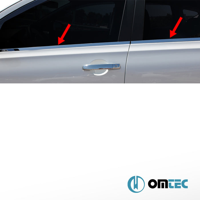 Contours de vitre latèrale - Baguettes chromées en inox (Brillant) - 4 pièces - Nissan Qashqai +2 - SUV NJ10 - (2009 - 2014)