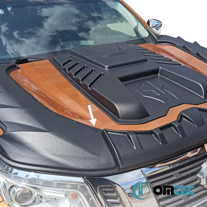 Déflecteur de Capot - ABS (Noir) (Dragon Pack) 3 Pcs. - Nissan Navara - PK D23 PRE-FL - (2015 - 2020)