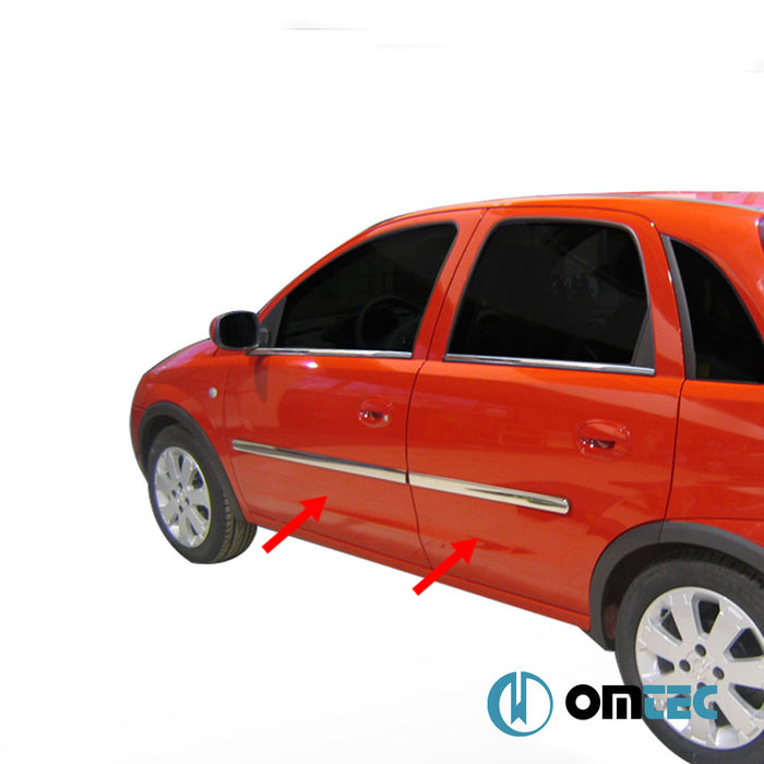 Yan Kapı Çıtası 4 Prç. P.Çelik (Parlak) - Opel Corsa - HB 5D X01 - (2000 - 2006)