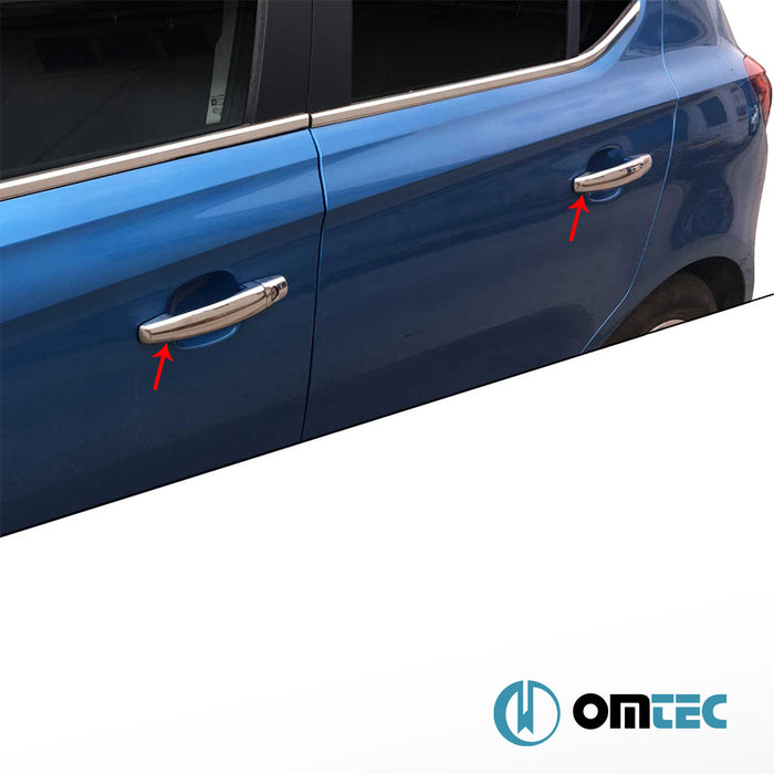 Poignée de porte - Caches chromés en inox (Brillant) 4 Portes 8 Pcs. (H1) - Opel Corsa - HB 5D X15 - (2015 - 2019)