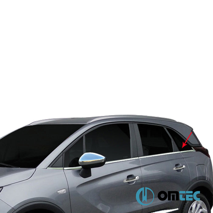 Contours de vitre latèrale - Baguettes chromées en inox (Brillant) - 8 pièces - Opel Crossland - SUV I - (2021 - )