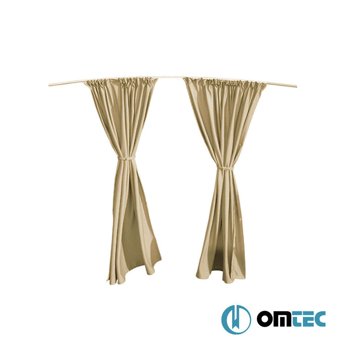 Railed Curtain (Beige - Double Layer) Cab Divider - Fiat Scudo - VAN III - (2022 - )