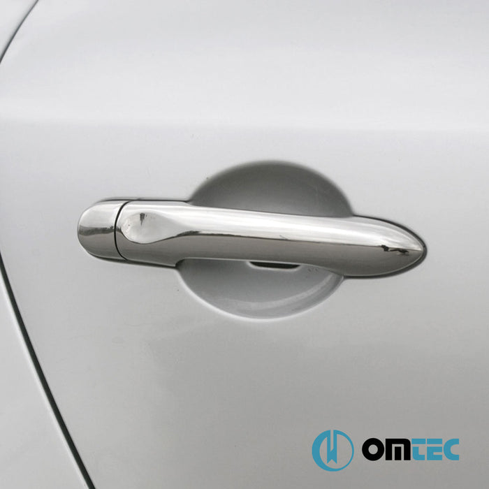 Door Handle Cover 2 Door 4 Pcs. (S1) S.Steel (Gloss) (Keyless) - Renault Megane - CV III - (2009 - 2016)