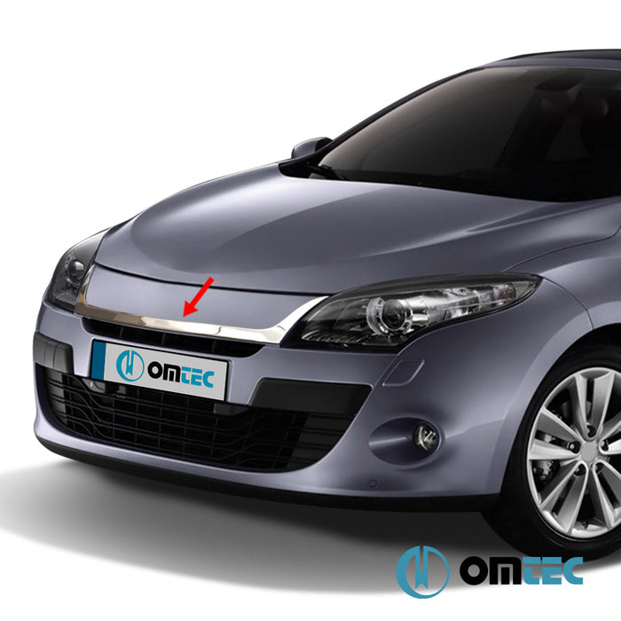 Grille de calandre - Baguette chromée en inox (Brillant) - Renault Megane - HB 3D III PRE-FL - (2009 - 2012)