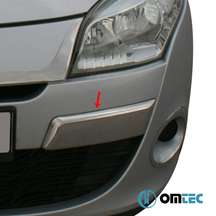 Front Bumper Sill 4 Pcs. S.Steel (Gloss) - Renault Megane - SW III PRE-FL - (2009 - 2012)