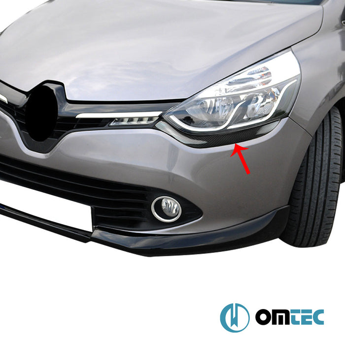 Headlight Lower Trim 2 Pcs.(Carbon) - Renault Clio - SW BH PRE-FL - (2012 - 2016)