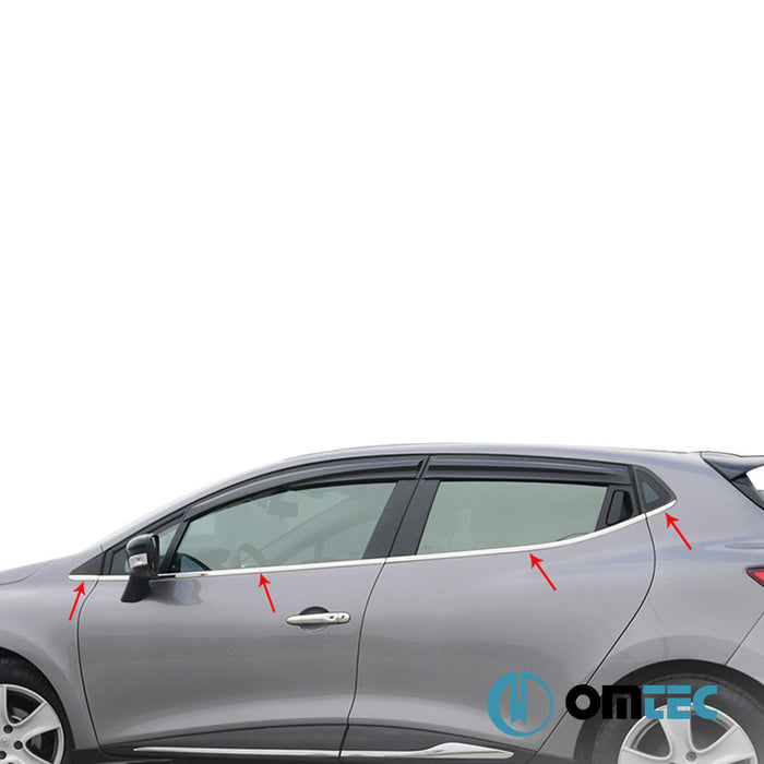 Cam Çıtası 8 Prç. P.Çelik (Parlak) - Renault Clio - HB 5D BH - (2012 - 2018)