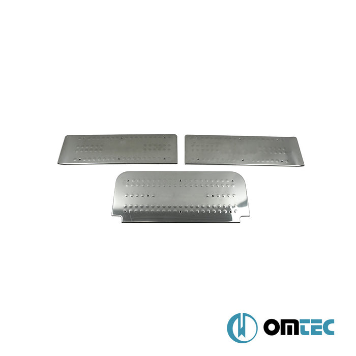 Line Seuil de porte -: Baguettes chromées en inox (Brillant) - 3 pièces - Renault Trafic - VAN X83 - (2001 - 2014)