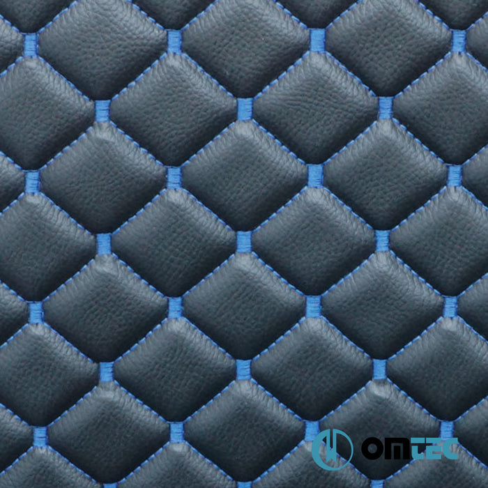 Seat Cover (Diamond-Leather-Black-Blue) Double Seat - Renault Trafic - VAN X83 - (2001 - 2014)