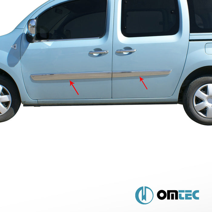 Porte latérale - Baguettes chromées en inox (Brillant) - 4 pièces (Etroit) - Renault Kangoo - MVN FC - (2008 - 2021)