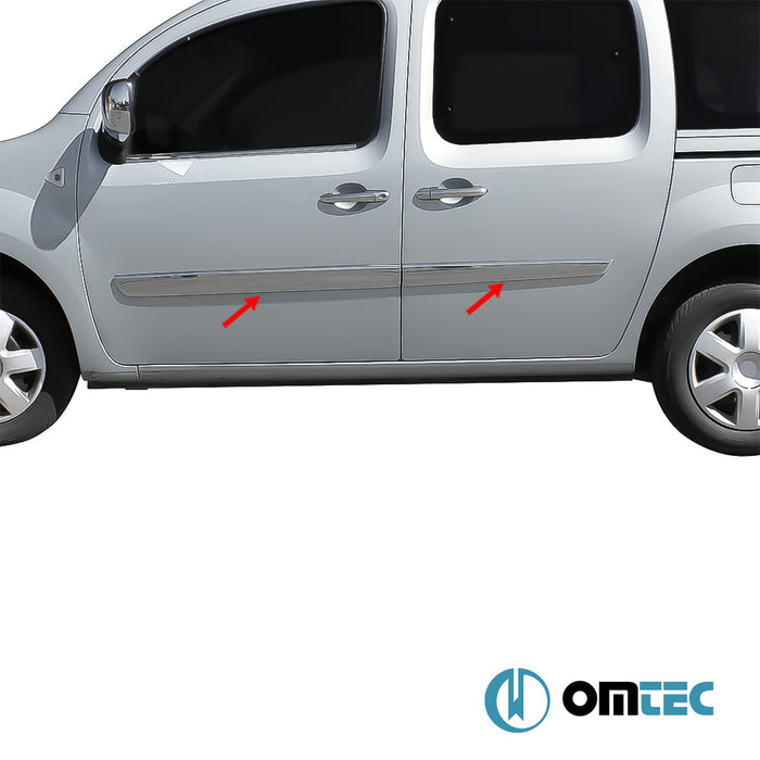 Side Door Streamer 4 Pcs. S.Steel (Gloss) (Large) - Renault Kangoo - MVN FC - (2008 - 2021)