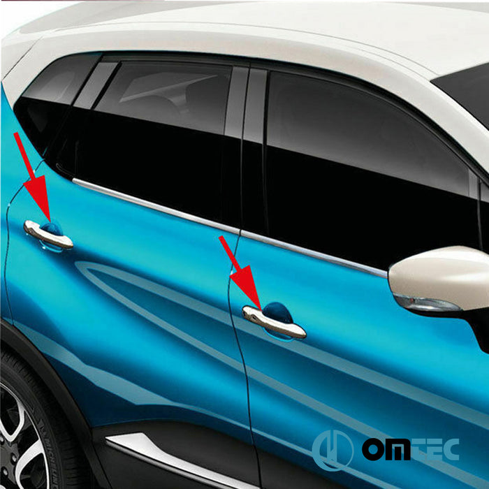 Door Handle Cover 4 Door 8 Pcs. (H1S2) S.Steel (Gloss) (Keyless) - Renault Captur - SUV I - (2013 - 2020)