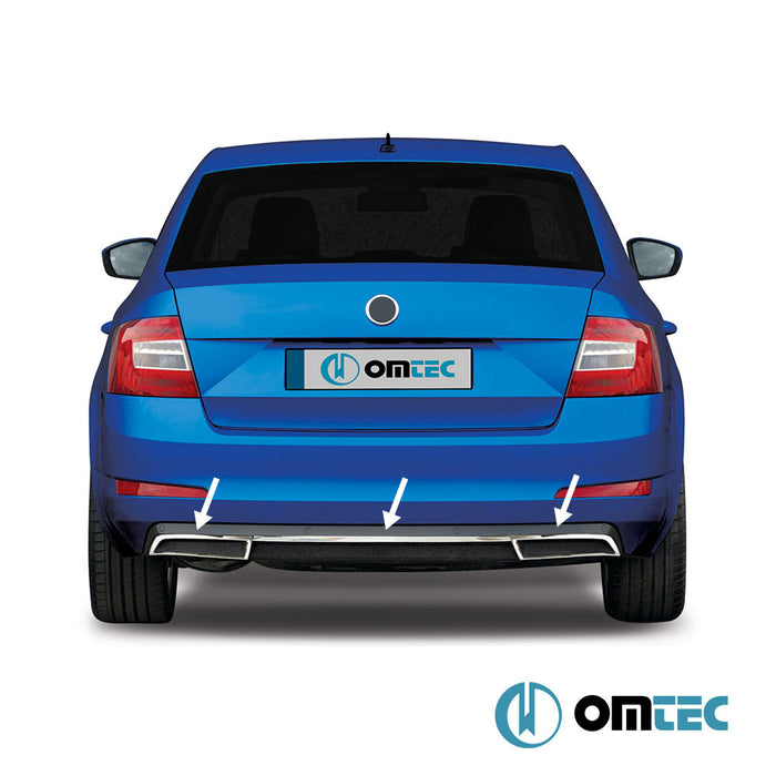 Rear Diffuser 3 Pcs. S.Steel (Gloss) - Skoda Octavia - SD 5E - (2013 - 2019)