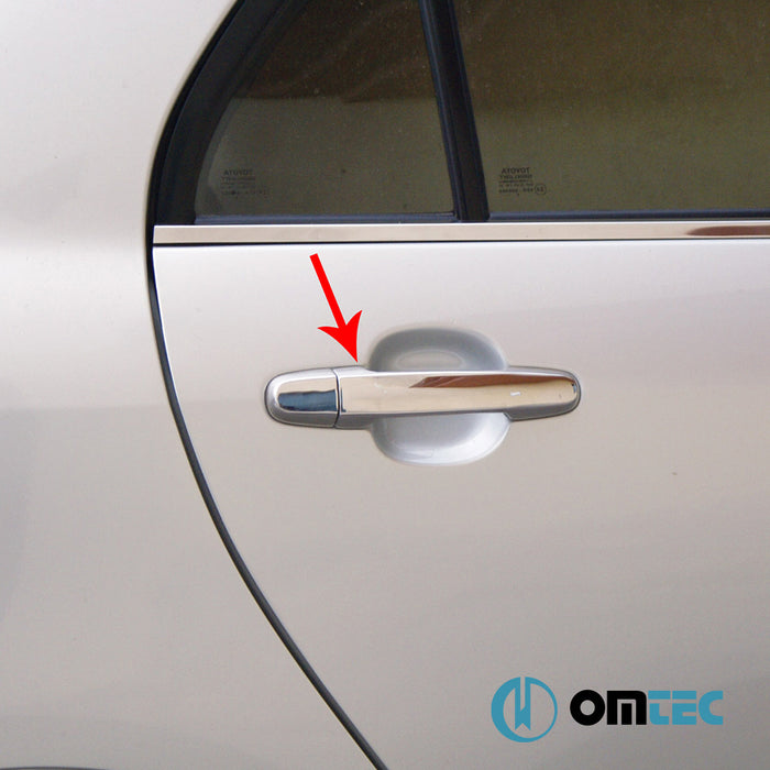 Door Handle Cover 4 Door 8 Pcs. (H1) S.Steel (Gloss) - Toyota Corolla Verso - MPV AR10 - (2004 - 2009)