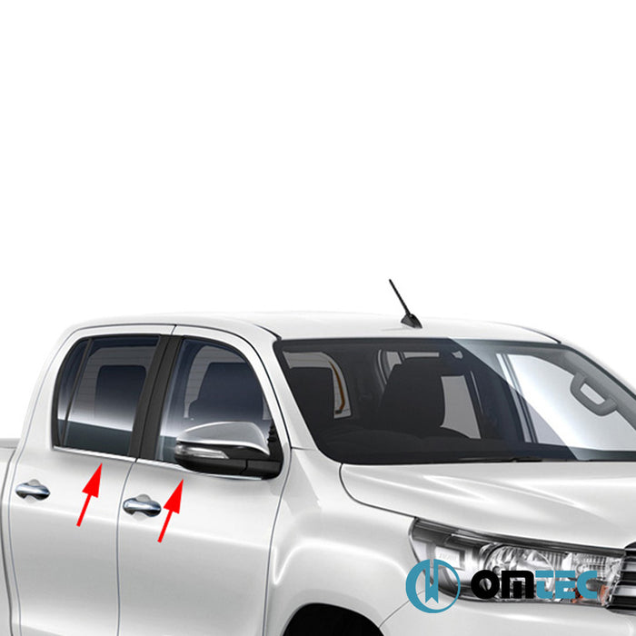 Contours de vitre latèrale - Baguettes chromées en inox (Brillant) - 4 pièces - Toyota Hilux - PK AN120 - (2015 - )