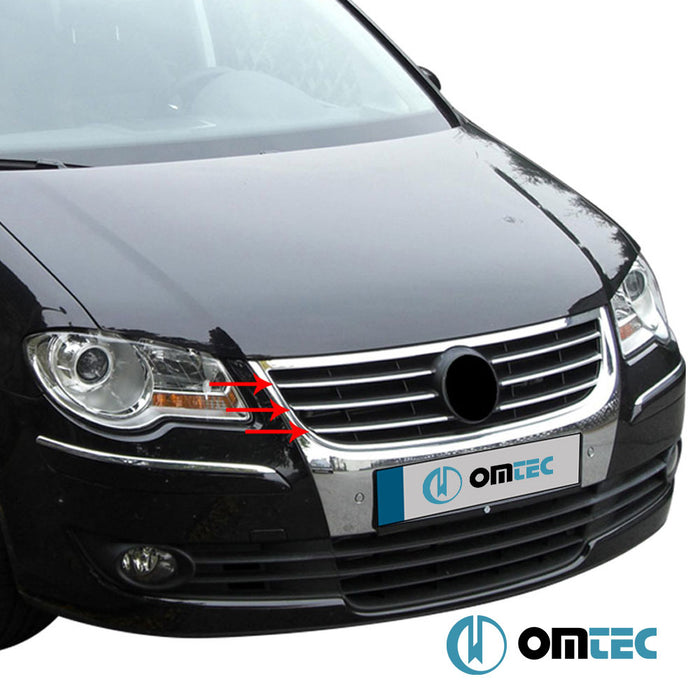 Grille de calandre - Baguettes chromées en inox (Brillant) - 6 pièces - Volkswagen Caddy Maxi Life - MVN 2K - (2007 - 2015)