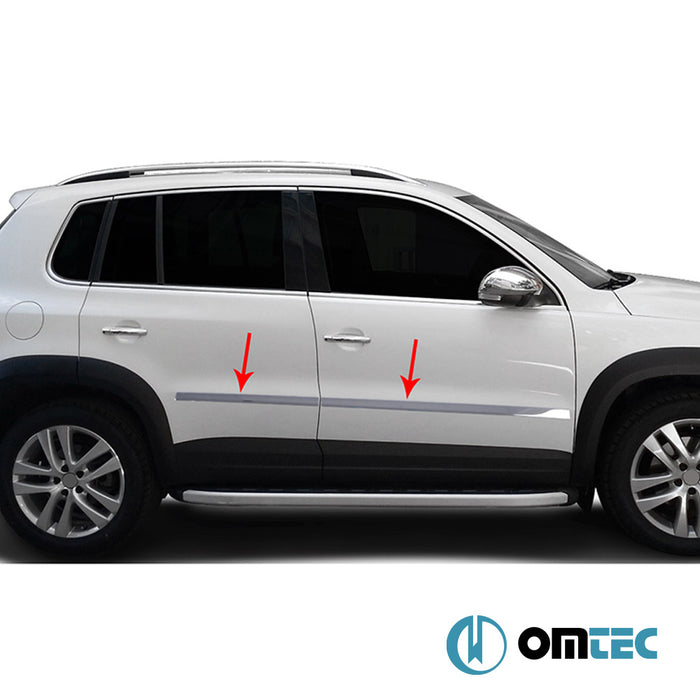 Side Door Streamer 4 Pcs. S.Steel (Gloss) - Volkswagen Tiguan - SUV 5N - (2007 - 2016)