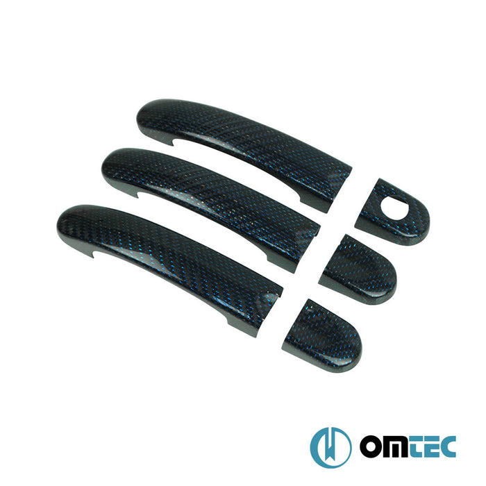 Door Handle Cover 3 Door 6 Pcs. (H1) (Carbon-Blue) - Volkswagen T5 Transporter - VAN T5 - (2003 - 2015)