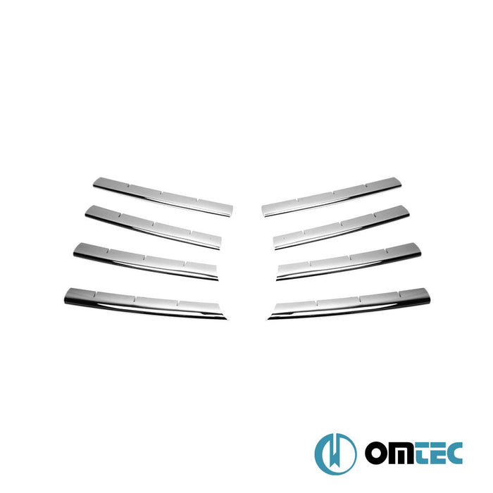 Grille de calandre - Baguettes chromées en inox - 8 pièces ( Chrome Noir ) - Volkswagen T5 Transporter - VAN T5 PRE-FL - (2003 - 2010)