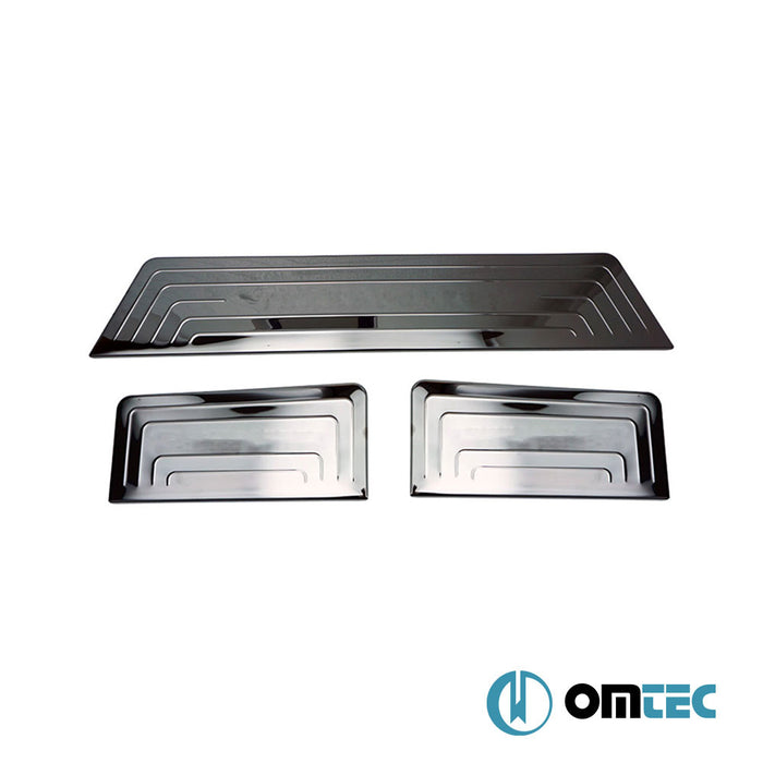 Seuil de porte - Line : Baguettes chromées en inox - 3 pièces ( Chrome Noir ) - Volkswagen T5 Transporter - VAN T5 - (2003 - 2015)