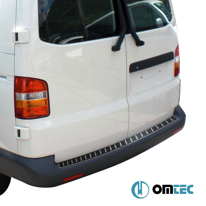 Carbon Foiled Plain Rear Bumper Sill Cover S.Steel - Volkswagen T5 Caravelle - VAN T5 - (2003 - 2015)