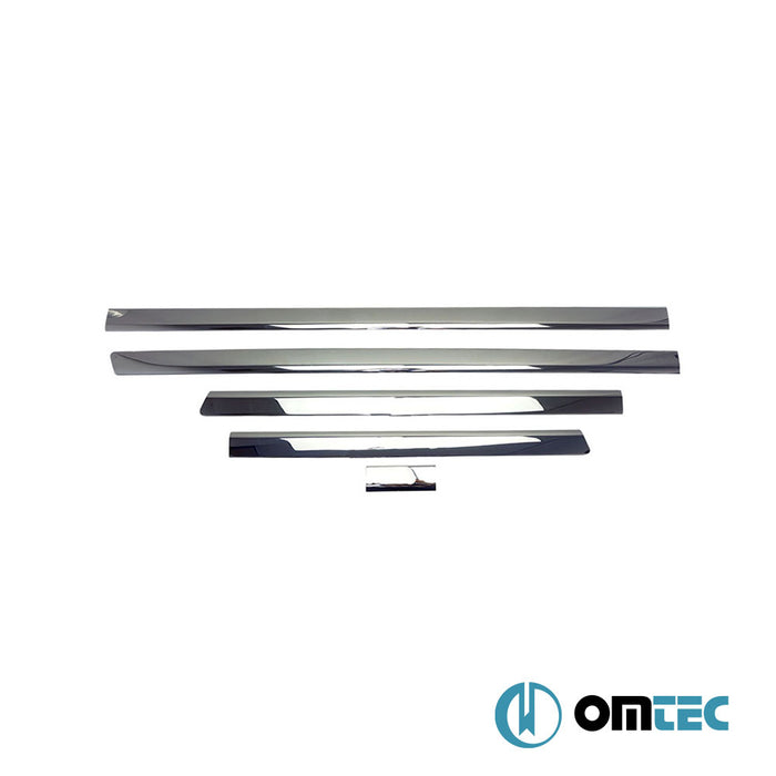 Porte latérale - Baguettes chromées en inox (Brillant) - 5 pièces (L1-conduite à droite-Une Porte) - Volkswagen T5 Transporter - VAN T5 - (2003 - 2015)