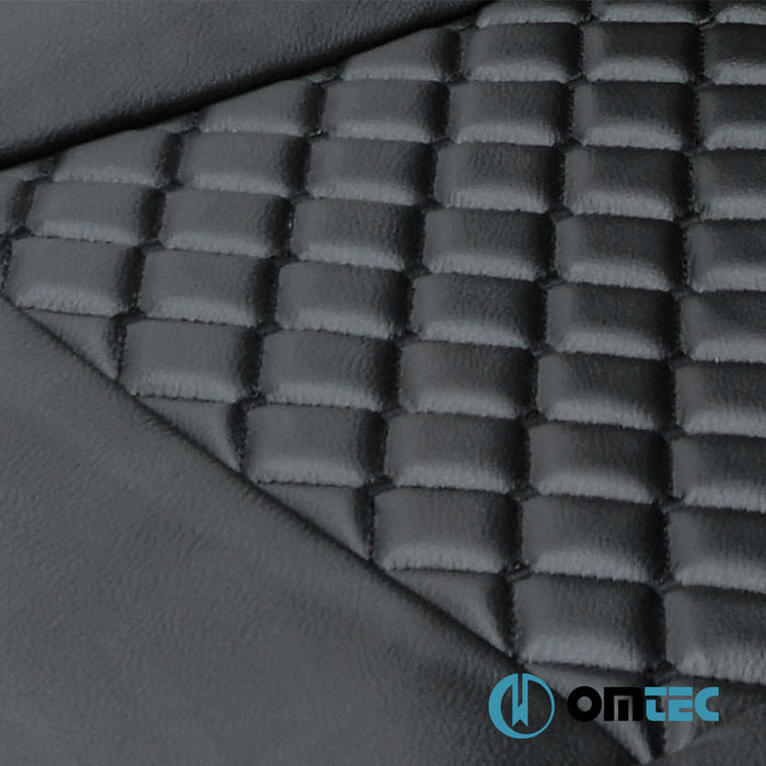 Seat Cover (Diamond-Leather-Black-Black) Double Seat - Volkswagen T5 Multivan - VAN T5 - (2003 - 2015)