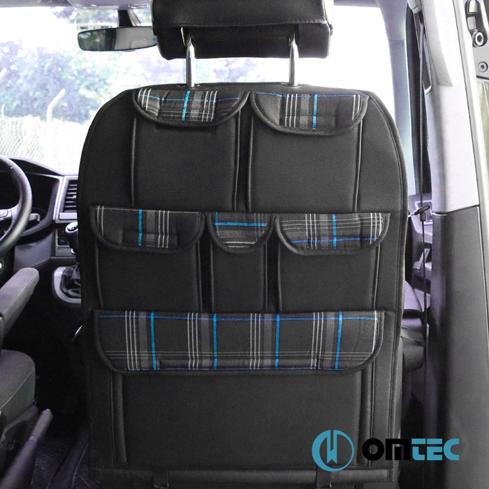 Seat Back Organizer - Tartan Model Blue - Volkswagen T5 Multivan - VAN T5 - (2003 - 2015)