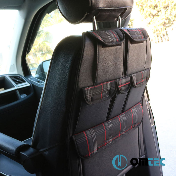 Seat Back Organizer - Tartan Model Red - Volkswagen T5 Multivan - VAN T5 - (2003 - 2015)