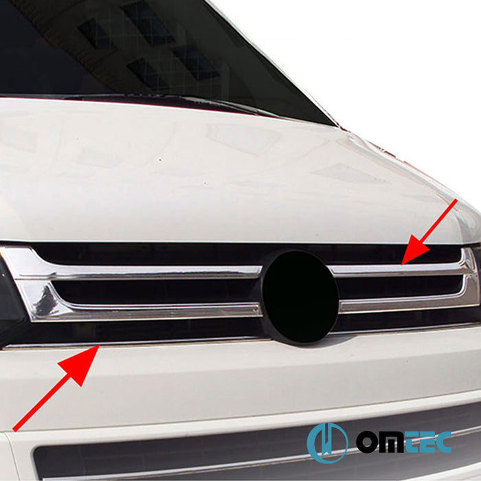 Grille de calandre - Baguette chromée en inox (Brillant) - Volkswagen T5 Caravelle - VAN T5 FL - (2010 - 2015)